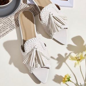 Tassel Braided Open Toe Sliders